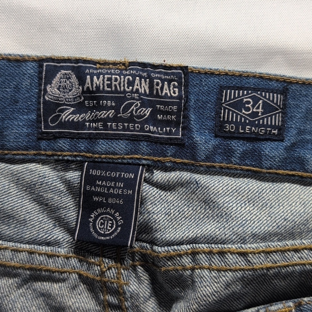 American Rag Men's Blue Distressed Jeans Size W34 L30 - Picture 4 of 6